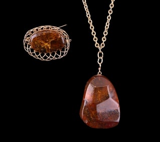 Amber Brooch and Pendant