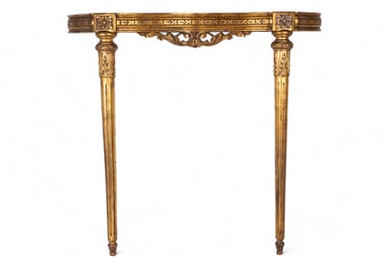 Early 20th C French Gilt Wood Wall Table Base