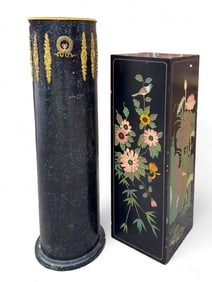 2 Pedestal Stands w/ Paint Decoration