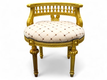 French-Style Gilt Painted Vanity Chair