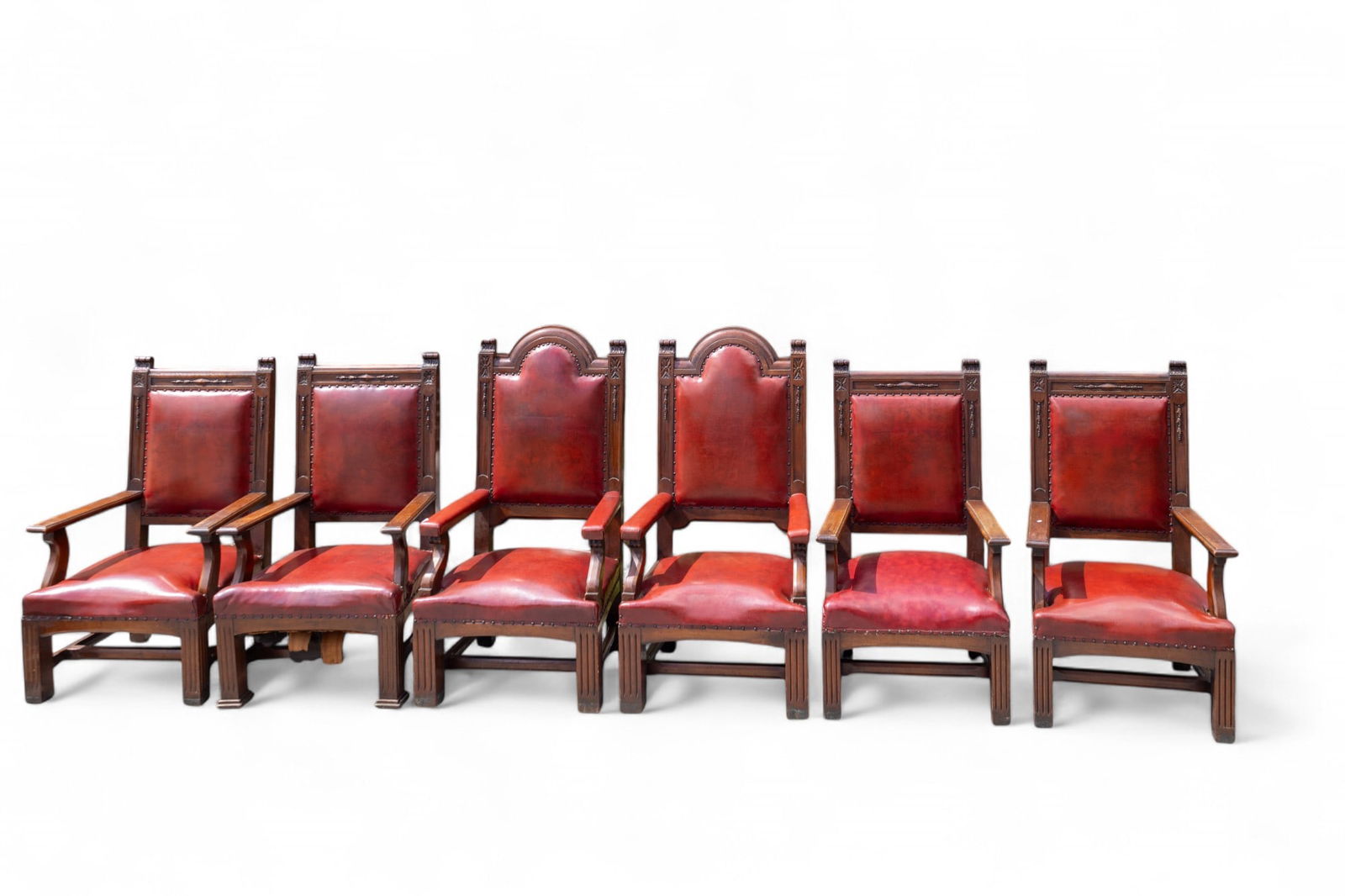 Substantial Mahogany Leather Chair Set (6) (1 of 13)