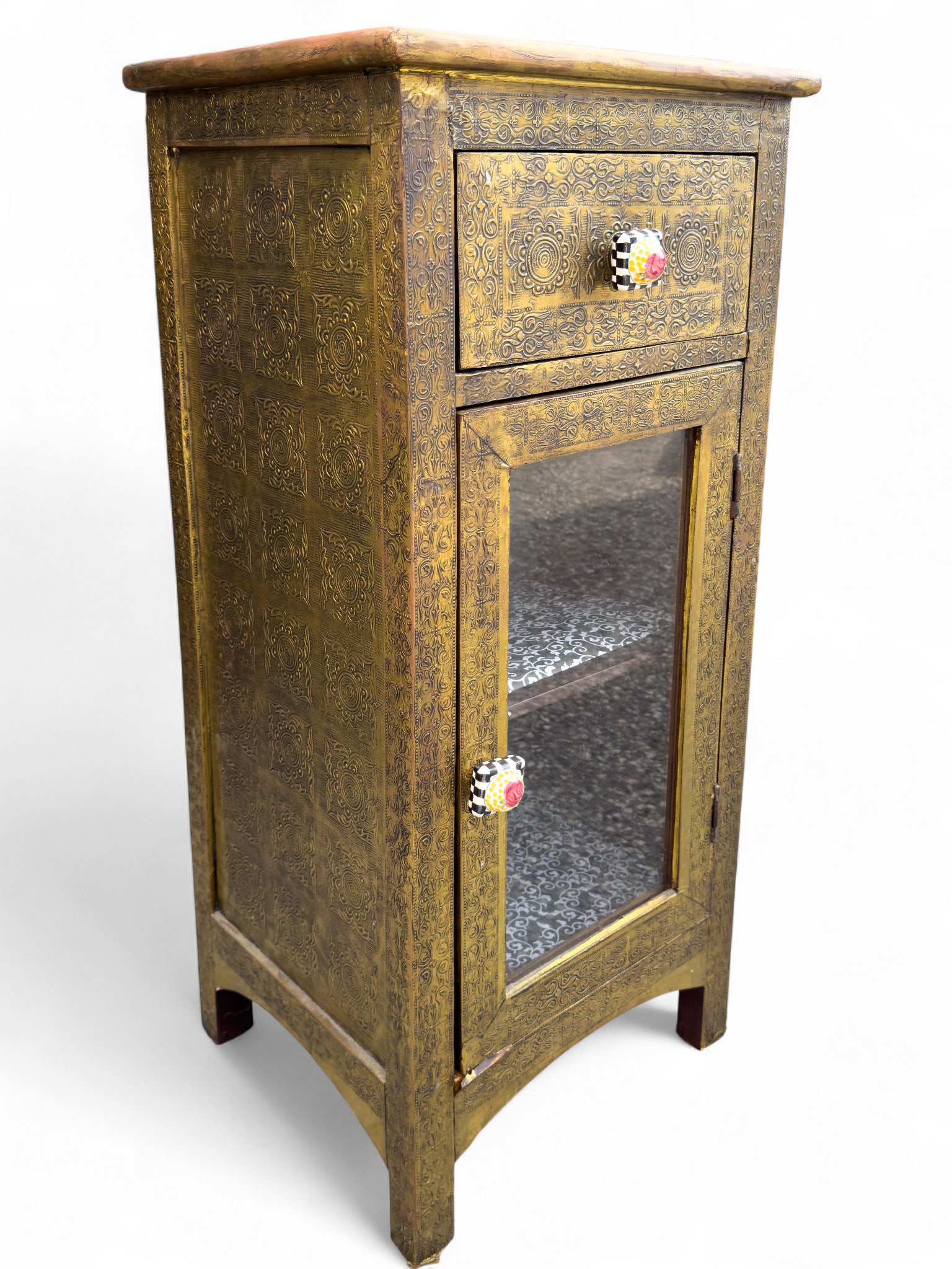 Copper-Covered 1-Drawer Stand (1 of 5)