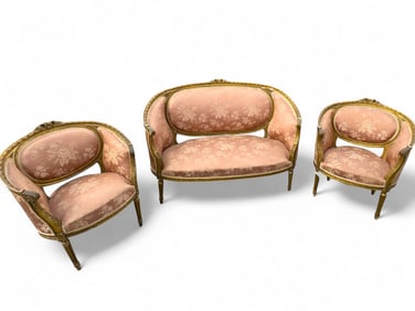 3 Pc French Empire Parlor Seating Set