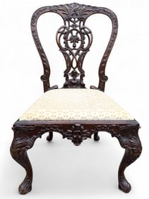 19C Heavily Carved Rococo Side Chair