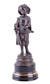 Bronze Figural Sculpture Porcelain Base