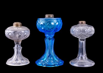 3 Fluid Lamps Attr. Boston & Sandwich Glass