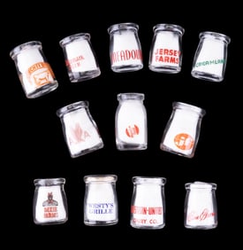 12 Vintage Dairy Creamers w/ Logos