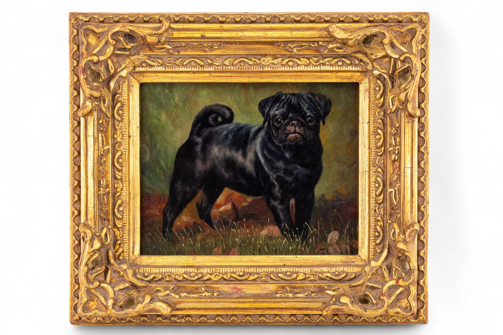 Oil on Panel Portrait of a Black Pug, L. Cassidy (1 of 6)