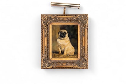 L. Cassidy Oil on Panel Portrait of a Dog, Pug
