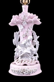 Paul & Virginia Pink Figural Lamp, Vintage