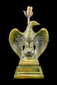 Vintage Figural Ceramic Glazed Eagle Lamp