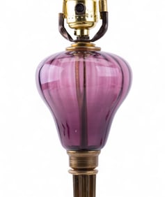 Antique Pedestal Lamp w/ Purple Glass Body