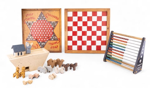 Vintage Wooden Toys + Game Boards