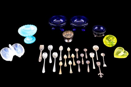 Sterling Salt Spoons, Glass cellars
