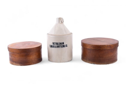 Antique Band Boxes and Bethlehem Stoneware Jug