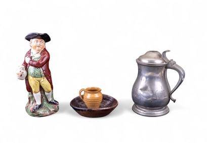 Toby Jug, Pewter Stein, Redware