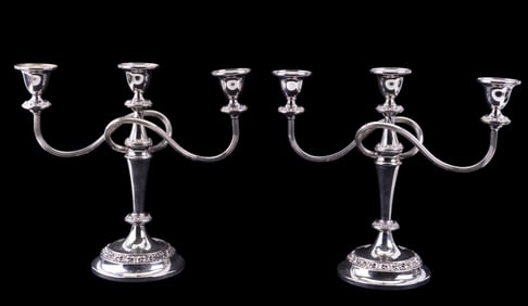 Pair of Silverplate 3-Light Candelabras