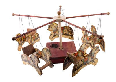 Late 19/Early 20C Clock Springwind Merry-Go-Round