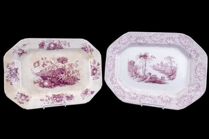 19th C Purple Transferware Platters