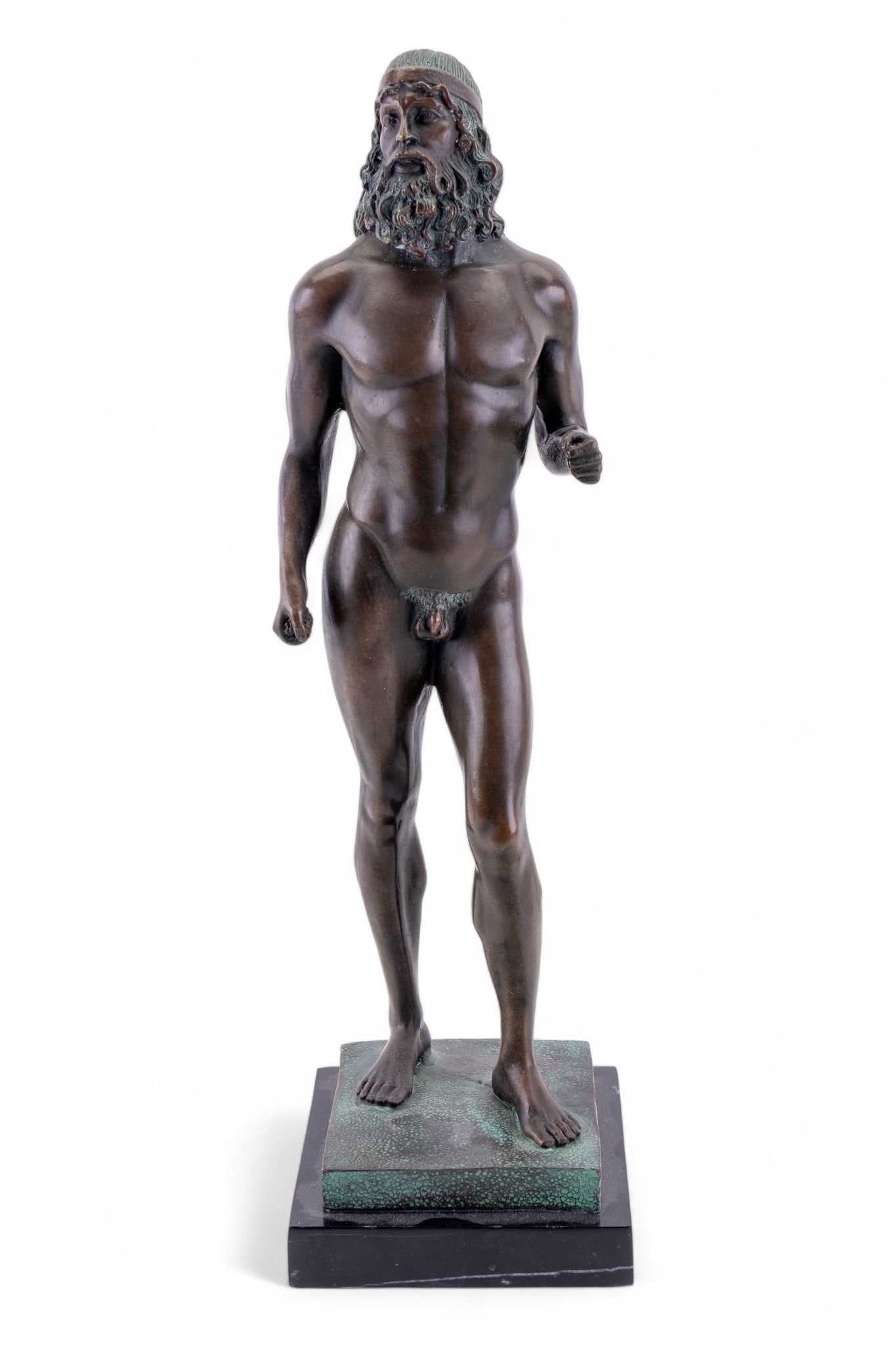 Bronze Sculpture "Poseidon" After Milo: Bronze sculpture depicting Poseidon, rendered after artist Milo. Measures approx. 16.5" H. Weighs approx. 7.7 lbs.