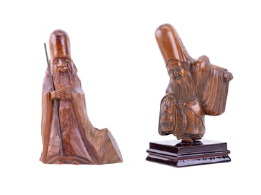 Carved Wood Figures of Immortals (2)