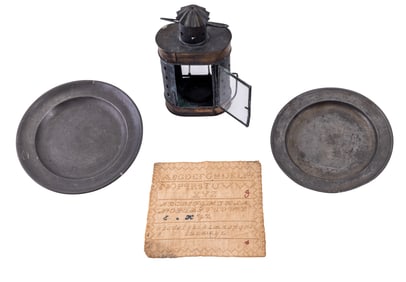 Continental Pewter, Lantern, Needlepoint