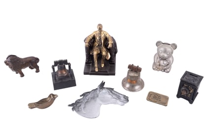 Vintage Coin Banks and Lincoln Statuette