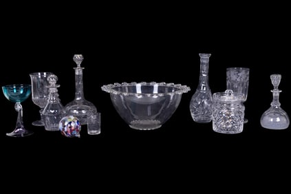 Art Glass & Crystal w/ Decanters, Waterford