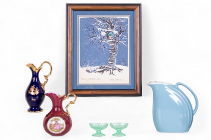Limoges and Hall Pitchers, Green Glass & More