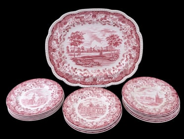 Wedgwood Harvard Transferware Plates and Platter