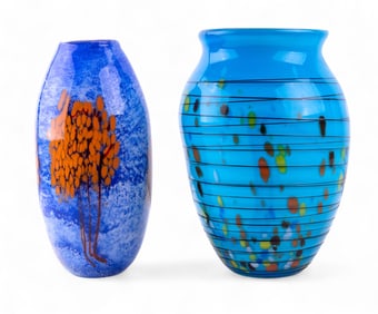 Vintage Layered Blown Art Glass Vases (2)