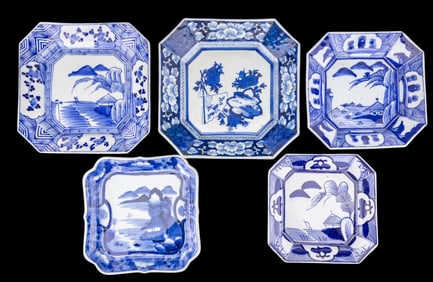 Meiji Blue and White Imari Porcelain Plates