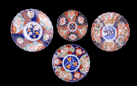 19th C Gold Painted Imari Porcelain Chargers
