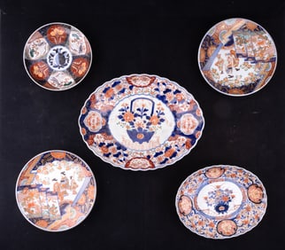 19th C Japanese Imari Porcelain Plates & Platters