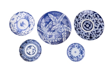 19th C Japanese Imari Blue and White Porcelain