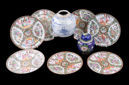 Chinese Rose Medallion Plates and Ginger Jars