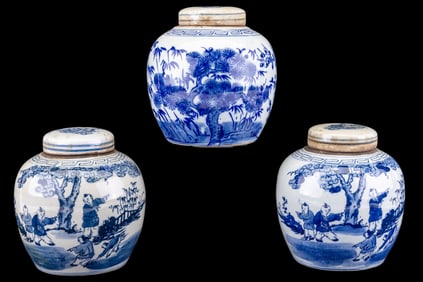 Early Chinese Blue and White Porcelain Ginger Jars