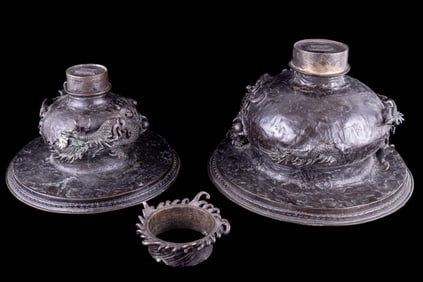 19th C Japanese Signed Bronze Burner Tops (2)