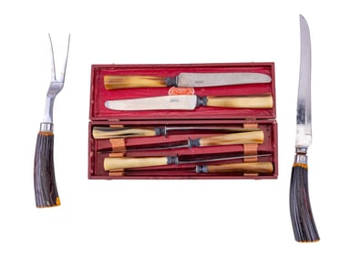 Vintage French Nogent Cutlery Set, Carving Set