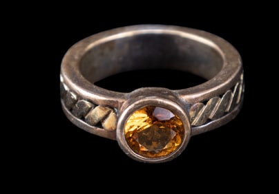 18k Gold Sterling Citrine Ring