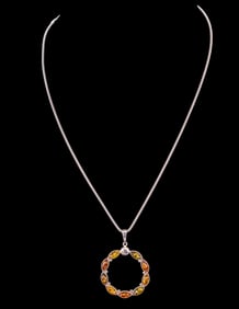 Amber and Sterling Silver Necklace