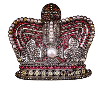 Victorian Silver Crown Pin