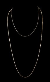 Two 14k Gold Box Chains, 31" and 18"