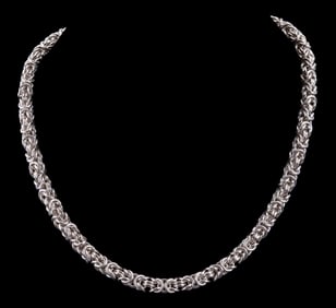 Heavy Sterling Silver Necklace w/ Moonstone