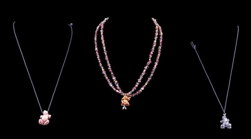 3 Carved Frog Necklaces