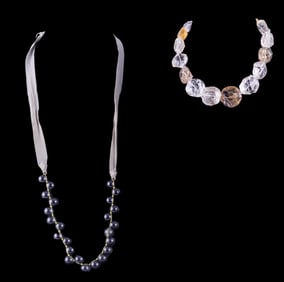 Rough-Cut Quartz Necklace & Vintage Glass Necklace