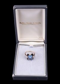 10K Gold & Blue Topaz and Diamond Cocktail Ring