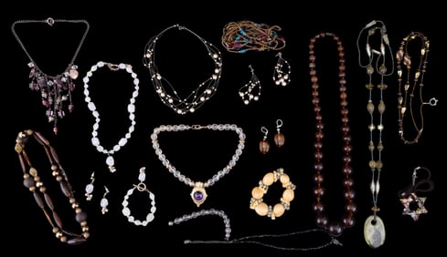 Glass and Lucite Bead and Faux Pearl Necklaces