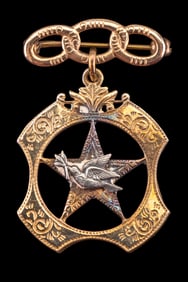 10K Gold Victorian Lapel Brooch, Masonic