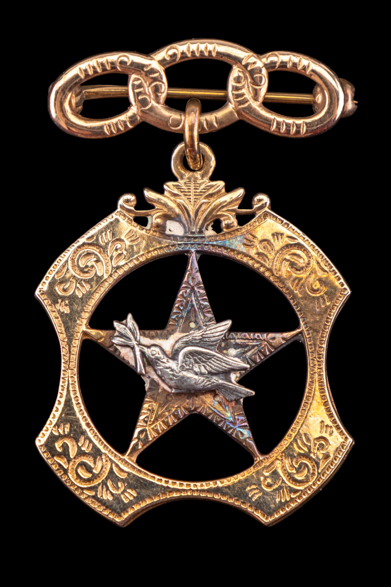 10K Gold Victorian Lapel Brooch, Masonic (1 of 4)
